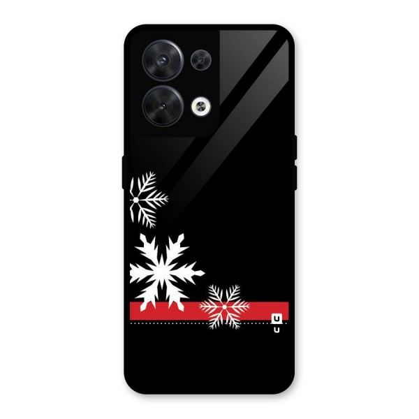 Snowflake Ribbon Glass Back Case for Oppo Reno8 5G