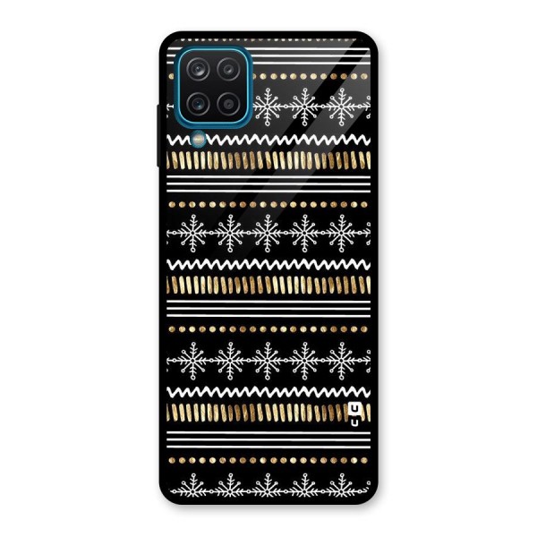 Snowflakes Gold Glass Back Case for Galaxy A12