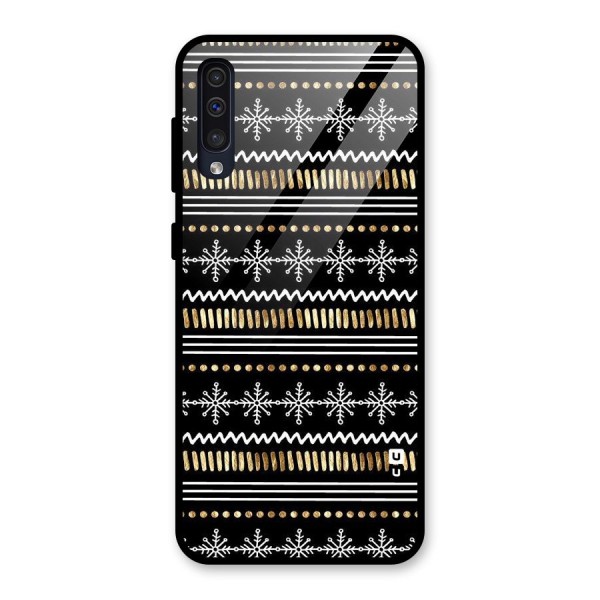 Snowflakes Gold Glass Back Case for Galaxy A50s