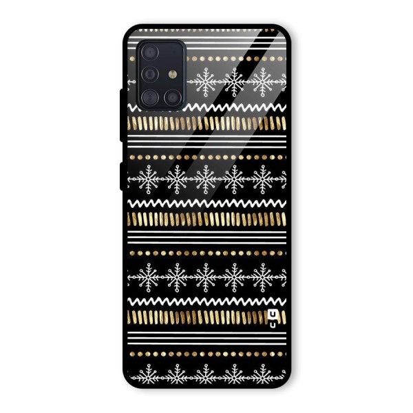 Snowflakes Gold Glass Back Case for Galaxy A51