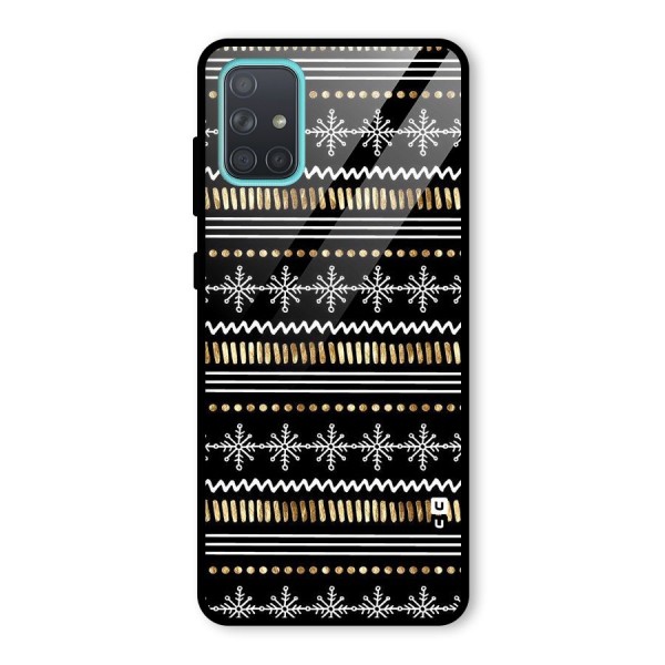 Snowflakes Gold Glass Back Case for Galaxy A71