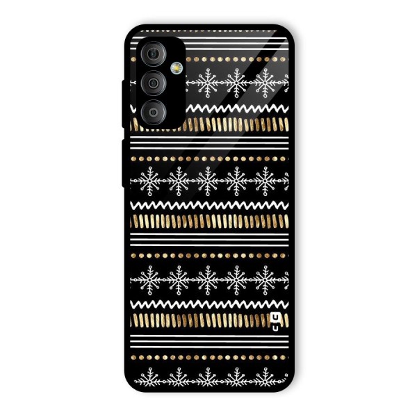 Snowflakes Gold Glass Back Case for Galaxy F23