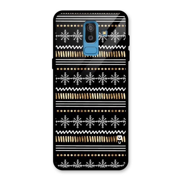 Snowflakes Gold Glass Back Case for Galaxy J8