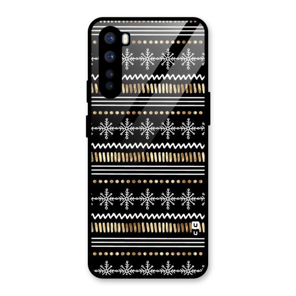 Snowflakes Gold Glass Back Case for OnePlus Nord