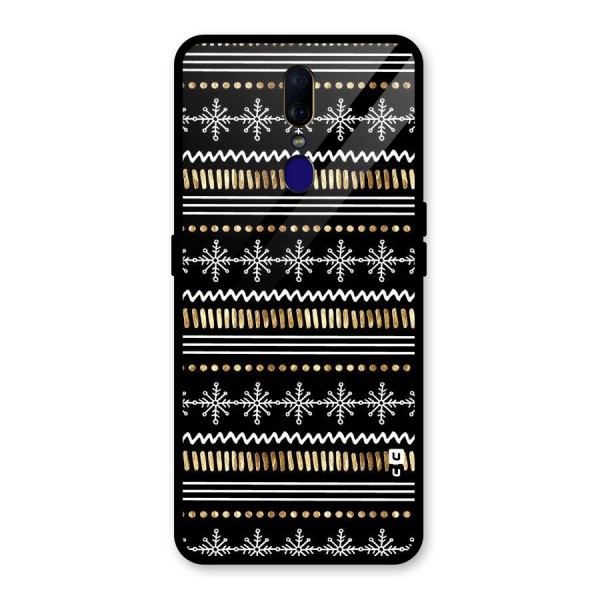 Snowflakes Gold Glass Back Case for Oppo F11