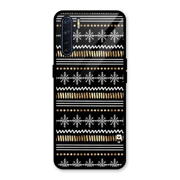 Snowflakes Gold Glass Back Case for Oppo F15