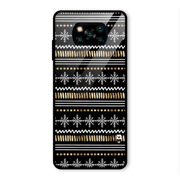 Snowflakes Gold Glass Back Case for Poco X3 Pro