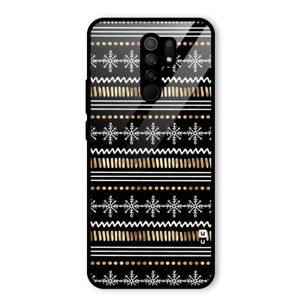 Snowflakes Gold Glass Back Case for Redmi 9 Prime