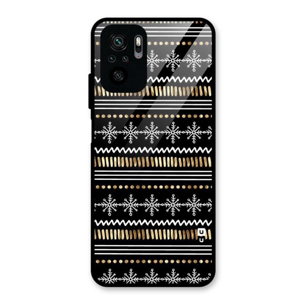 Snowflakes Gold Glass Back Case for Redmi Note 10