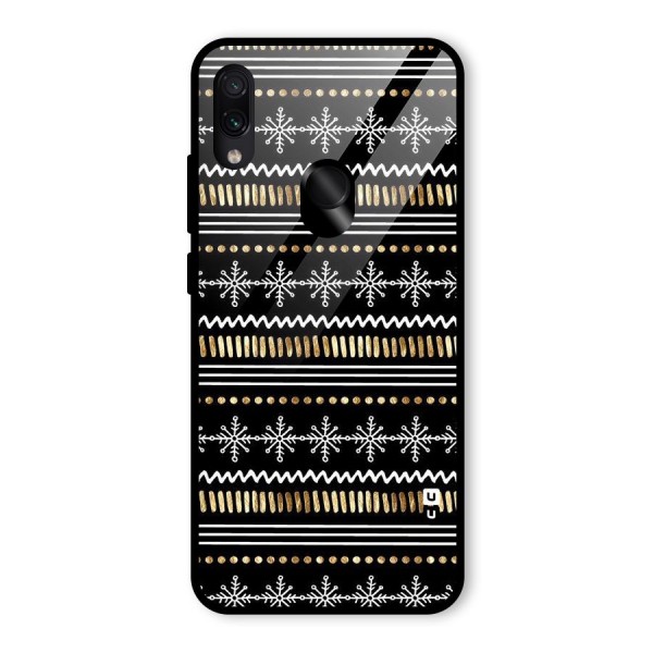 Snowflakes Gold Glass Back Case for Redmi Note 7