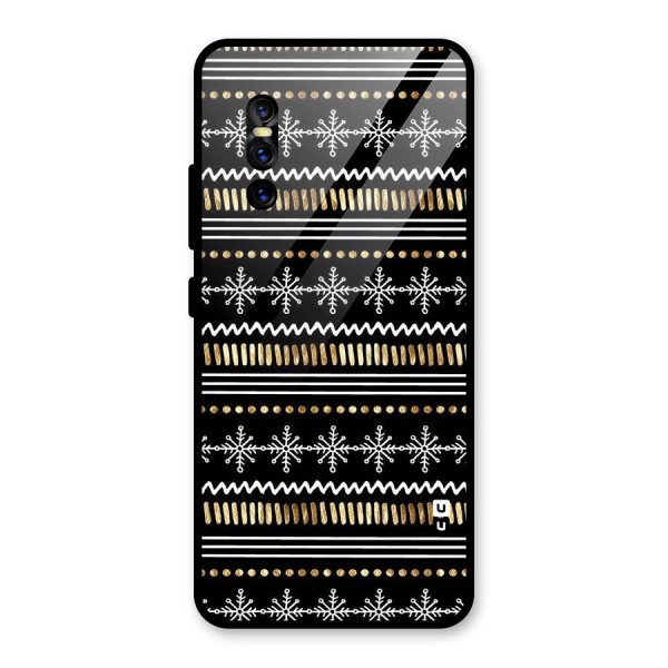 Snowflakes Gold Glass Back Case for Vivo V15 Pro