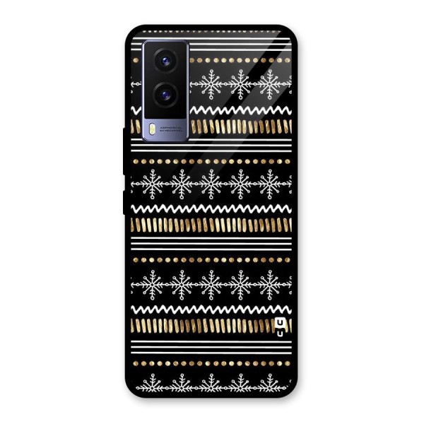 Snowflakes Gold Glass Back Case for Vivo V21e 5G