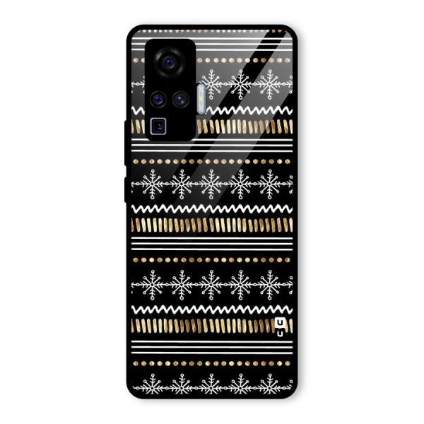 Snowflakes Gold Glass Back Case for Vivo X50 Pro