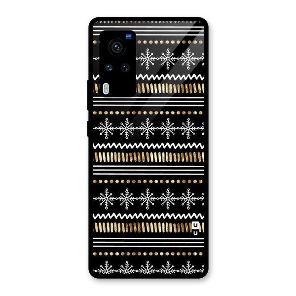 Snowflakes Gold Glass Back Case for Vivo X60 Pro