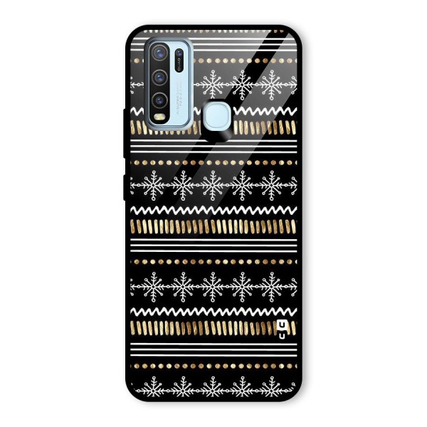 Snowflakes Gold Glass Back Case for Vivo Y30