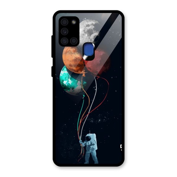 Space Balloons Glass Back Case for Galaxy A21s