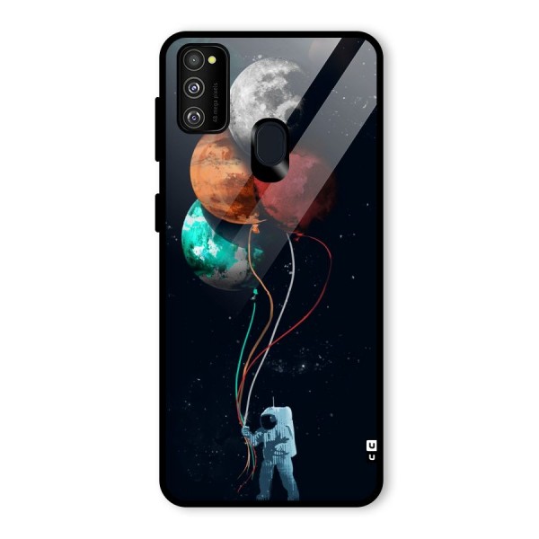 Space Balloons Glass Back Case for Galaxy M21