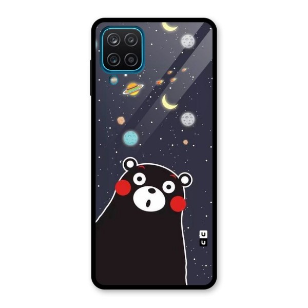 Space Bear Glass Back Case for Galaxy A12