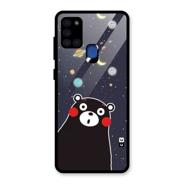 Space Bear Glass Back Case for Galaxy A21s