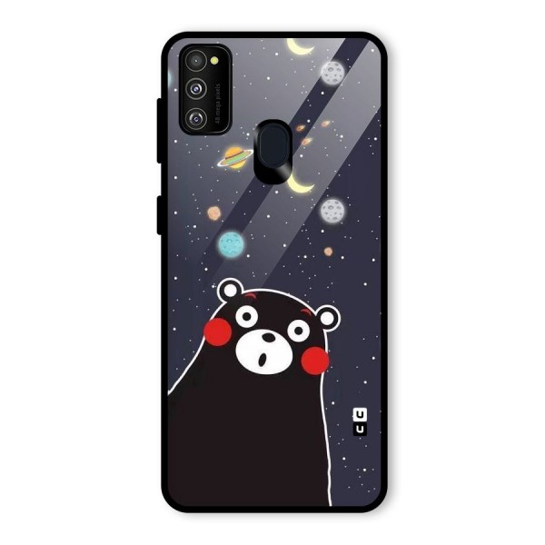 Space Bear Glass Back Case for Galaxy M21