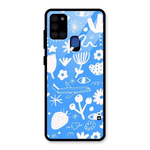 Space Blue Pattern Glass Back Case for Galaxy A21s