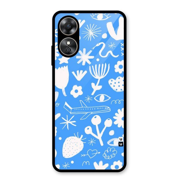 Space Blue Pattern Glass Back Case for Oppo A17