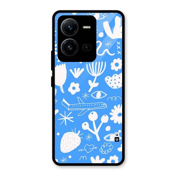 Space Blue Pattern Glass Back Case for Vivo V25