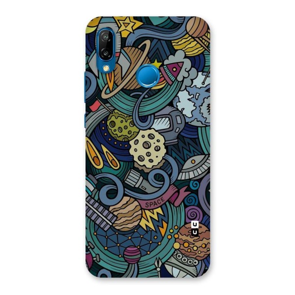 Space Pattern Blue Back Case for Huawei P20 Lite