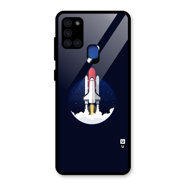 Space Rocket Minimal Glass Back Case for Galaxy A21s