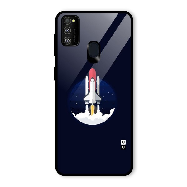 Space Rocket Minimal Glass Back Case for Galaxy M21