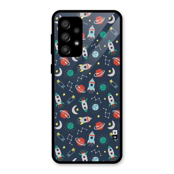 Space Rocket Pattern Glass Back Case for Galaxy A32