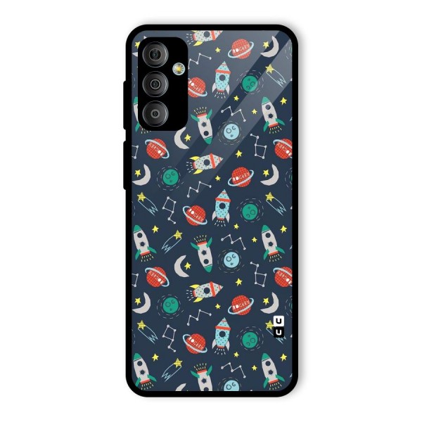 Space Rocket Pattern Glass Back Case for Galaxy F23