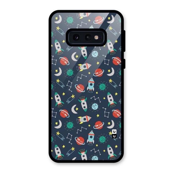 Space Rocket Pattern Glass Back Case for Galaxy S10e