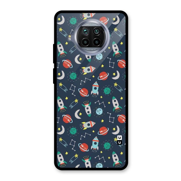 Space Rocket Pattern Glass Back Case for Mi 10i