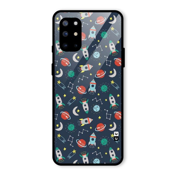 Space Rocket Pattern Glass Back Case for OnePlus 8T