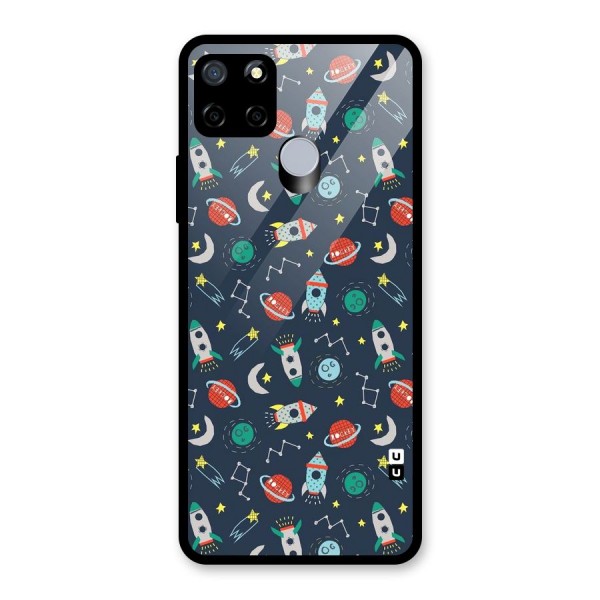 Space Rocket Pattern Glass Back Case for Realme C15