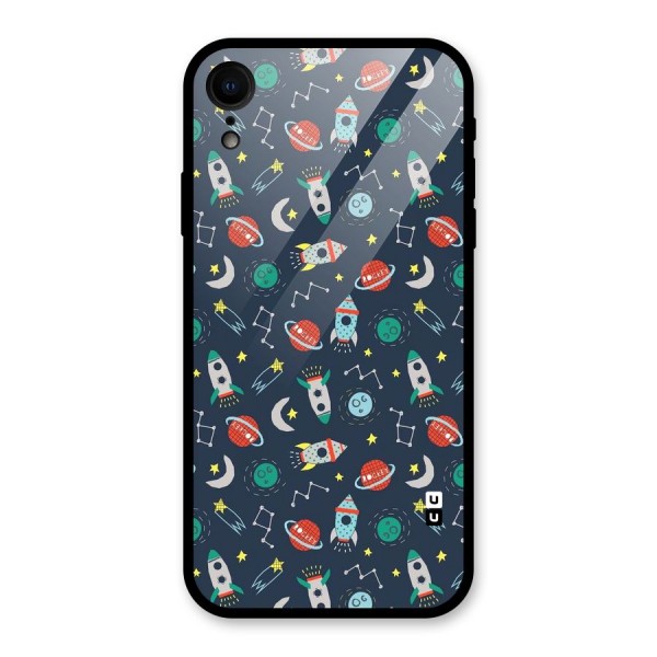 Space Rocket Pattern Glass Back Case for XR