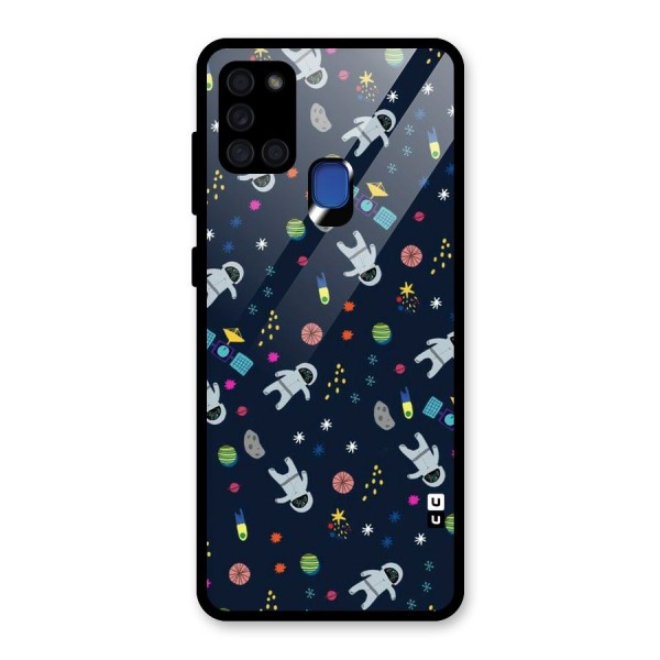 Spaceman Dance Glass Back Case for Galaxy A21s