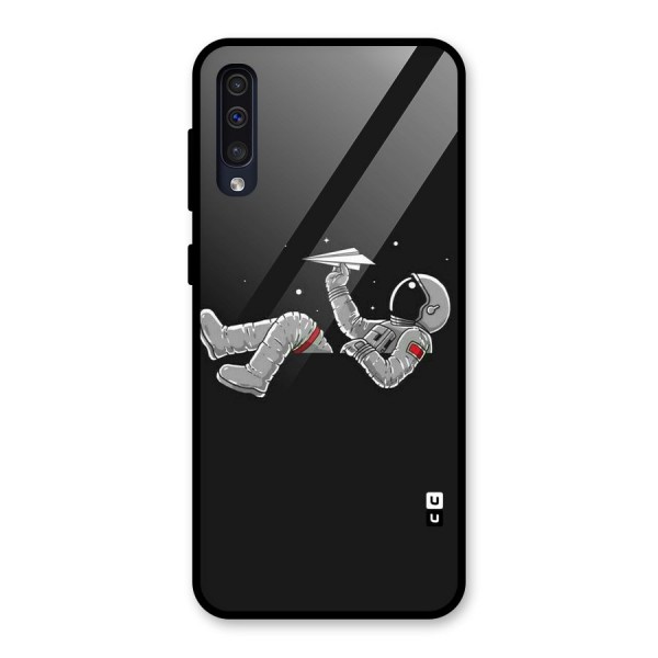 Spaceman Flying Glass Back Case for Galaxy A50s