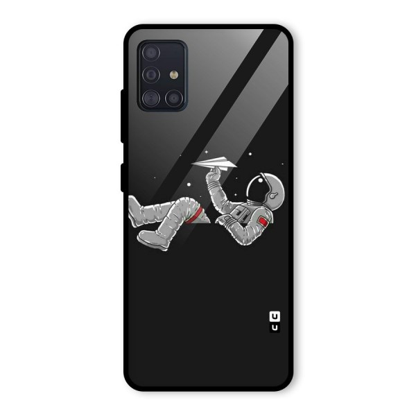 Spaceman Flying Glass Back Case for Galaxy A51