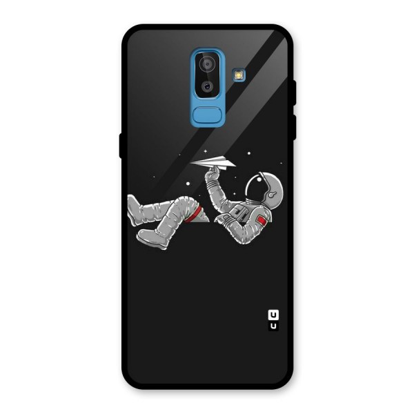 Spaceman Flying Glass Back Case for Galaxy J8