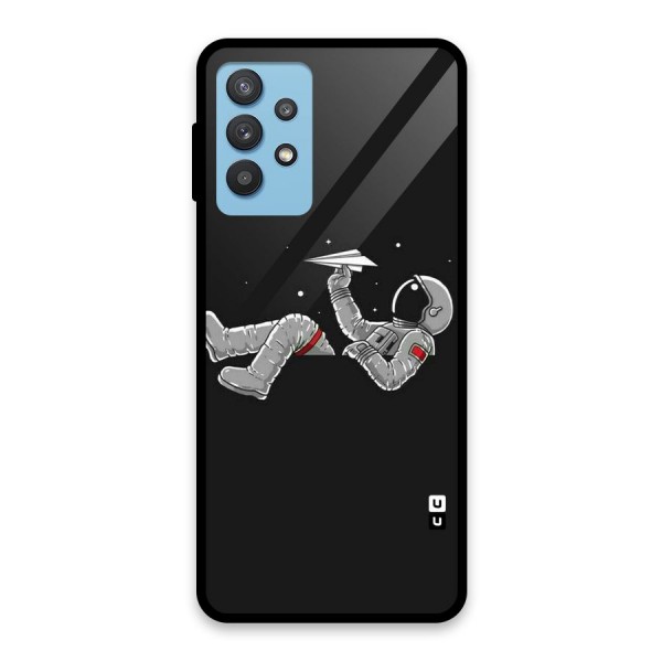 Spaceman Flying Glass Back Case for Galaxy M32 5G