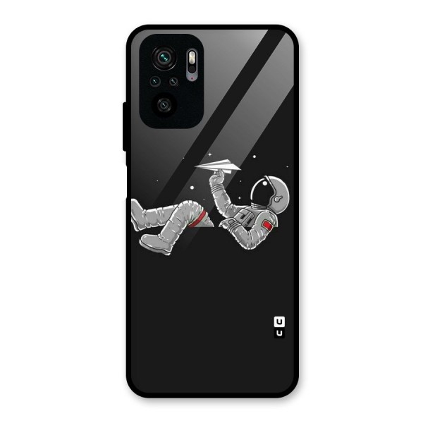 Spaceman Flying Glass Back Case for Redmi Note 10