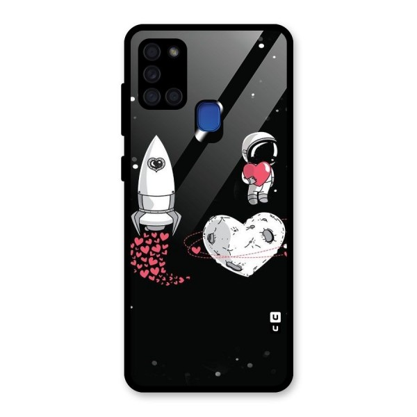 Spaceman Love Glass Back Case for Galaxy A21s