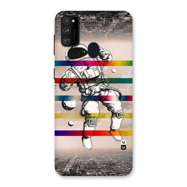 Spaceman Rainbow Stripes Back Case for Galaxy M21