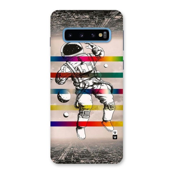 Spaceman Rainbow Stripes Back Case for Galaxy S10