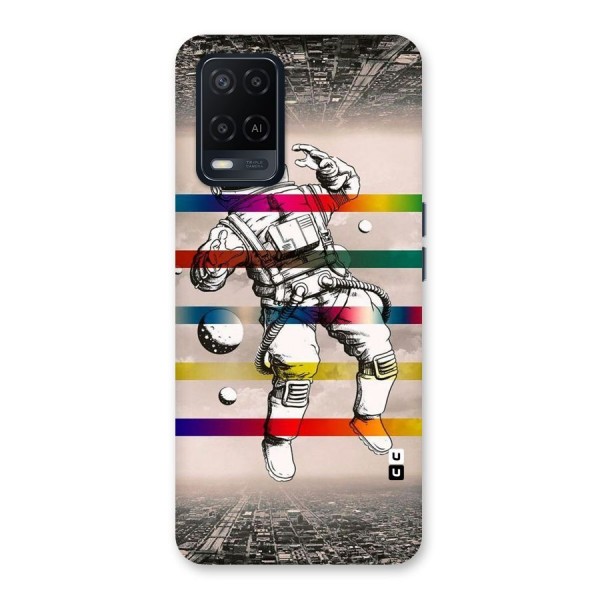 Spaceman Rainbow Stripes Back Case for Oppo A54