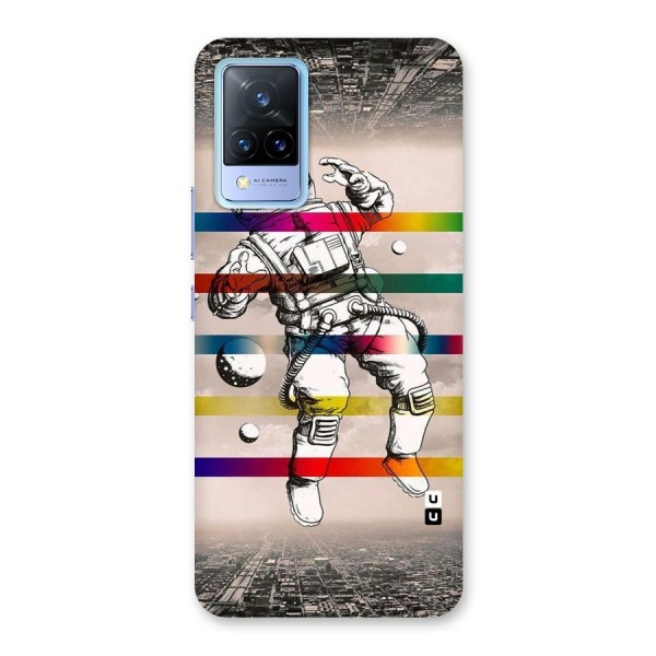 Spaceman Rainbow Stripes Back Case for Vivo V21 5G