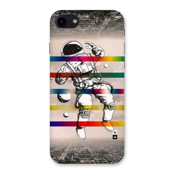 Spaceman Rainbow Stripes Back Case for iPhone SE 2020