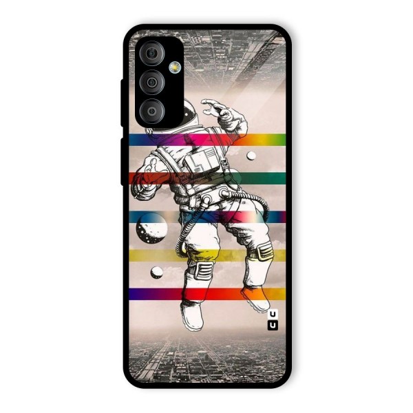 Spaceman Rainbow Stripes Glass Back Case for Galaxy F23